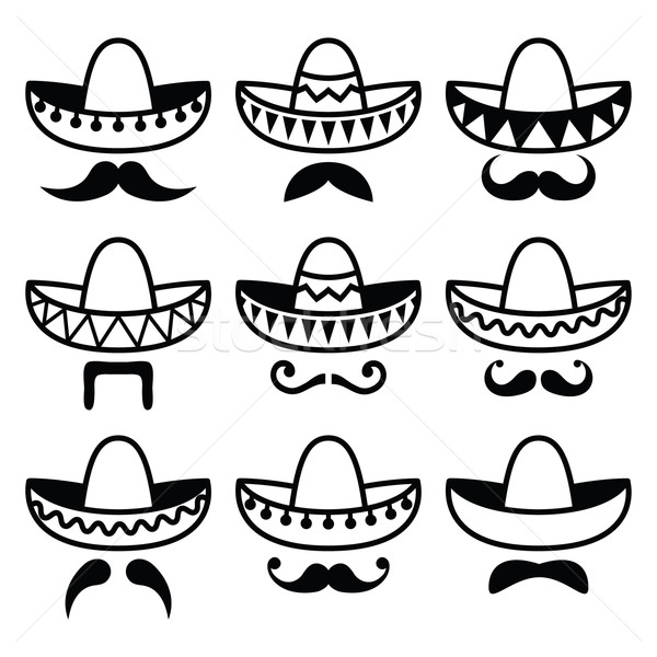 Stock foto: Mexican · Sombrero · hat · Schnurrbart · Schnurrbart · Symbole