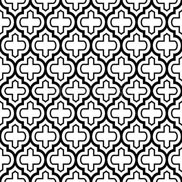 Geometric seamless pattern, Moroccan tiles design, black background Stock photo © RedKoala