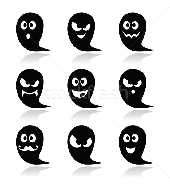 Halloween ghost vector icons set - scary, friendly, happy Stock photo © RedKoala