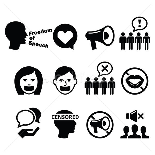 Freedom of speech, human rights, freedom of expression, censorship concept - vector icons set  Stock photo © RedKoala