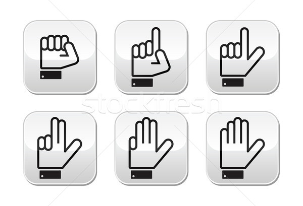 Stock photo: Counting hand signs - vector buttons isolated on white 