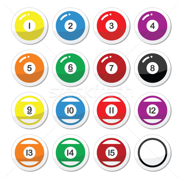 Pool ball, billiard or snooker ball icons set Stock photo © RedKoala