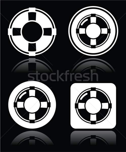 Life belt, help, S.O.S. vector white icons set on black Stock photo © RedKoala