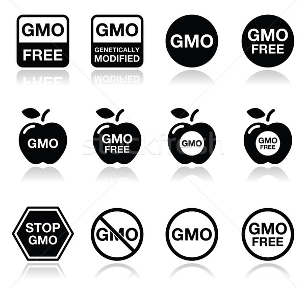 GMO food, no GMO or GMO free icons set Stock photo © RedKoala