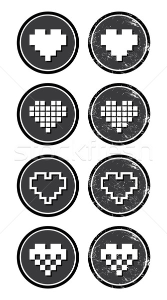 Love pixelated hearts retro labels  Stock photo © RedKoala