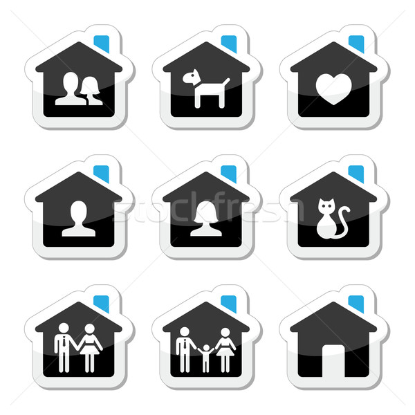 Home, family vector icons set  Stock photo © RedKoala