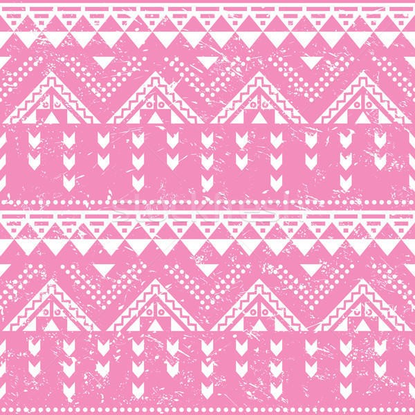 Tribal pattern, pink aztec print - old grunge style Stock photo © RedKoala
