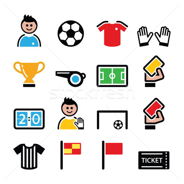 Stock photo: Soccer or football colorful vector icons set