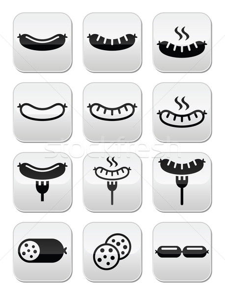 Sausage, grilled or with for icons set  Stock photo © RedKoala