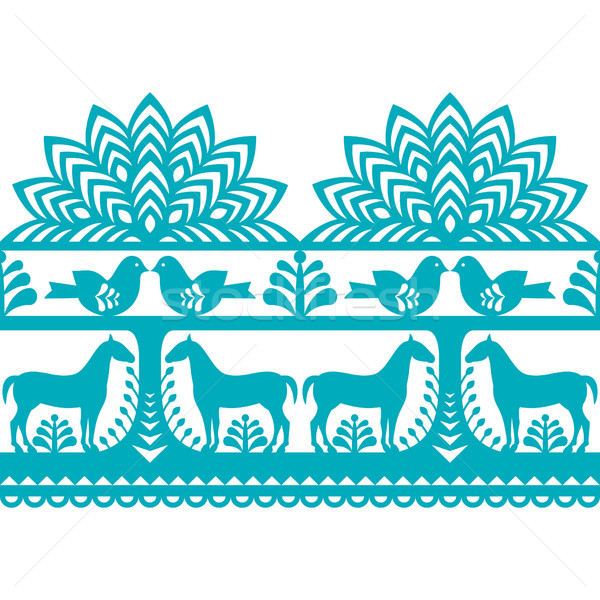 Seamless Polish folk art pattern Wycinanki Kurpiowskie - Kurpie Papercuts Stock photo © RedKoala