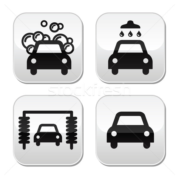Lavado de coches botones establecer vector moderna gris Foto stock © RedKoala