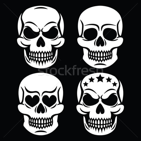 Halloween human skull white design - death, Day of the Dead Stock photo © RedKoala