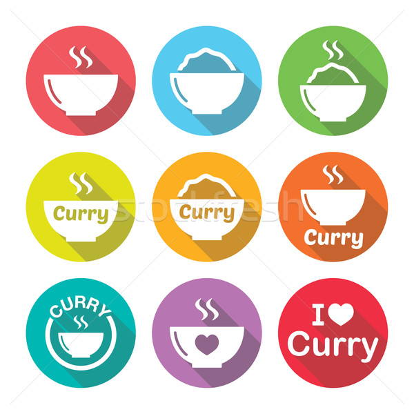 Curry, Indian spicy food icons set  Stock photo © RedKoala