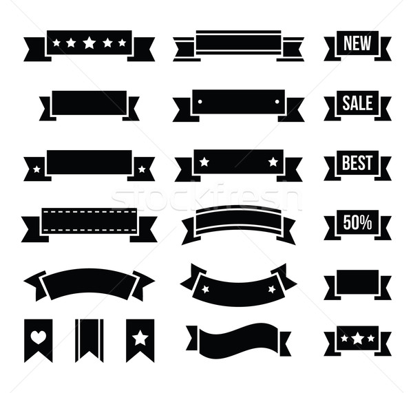 Retro ribbons, vintage bookmarks set - vector Stock photo © RedKoala