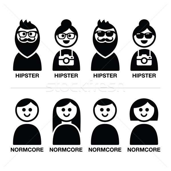 Hipster and normcore trend, style - man and woman icons Stock photo © RedKoala