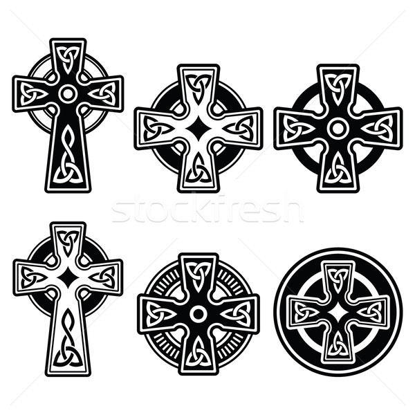 Irlandais Celtic croix blanche vecteur signe Photo stock © RedKoala