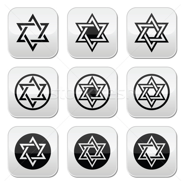 Jewish, Star of David icons set isolated on white Stock photo © RedKoala