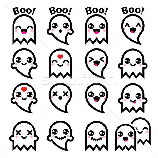 Kawaii cute ghost for Halloween icons set    Stock photo © RedKoala