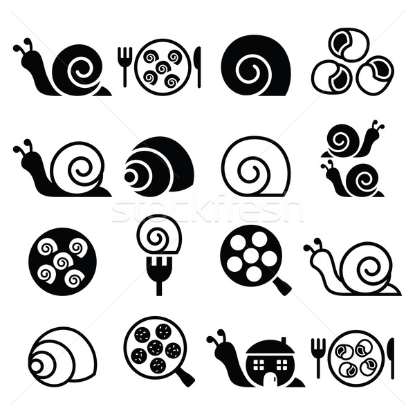 Snails, French snail meal - escargot icons set  Stock photo © RedKoala