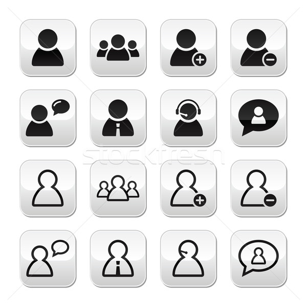 Usuários botões conjunto empresário atendimento ao cliente escritório Foto stock © RedKoala
