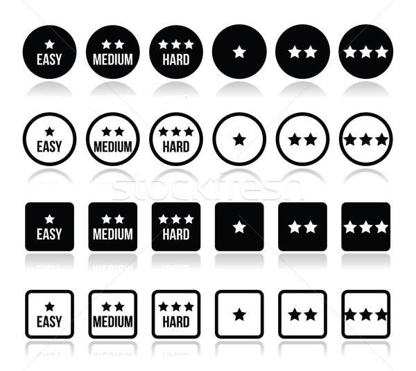 Easy, medium, hard level with stars icons set Stock photo © RedKoala