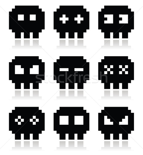 Pixelated 8bit skull vector icons set  Stock photo © RedKoala