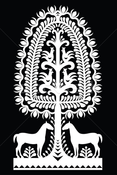 Polish monochrome folk art pattern Wycinanki Kurpiowskie  Stock photo © RedKoala