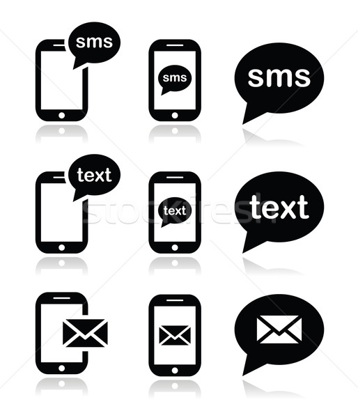 Mobile sms text message mail icons set Stock photo © RedKoala
