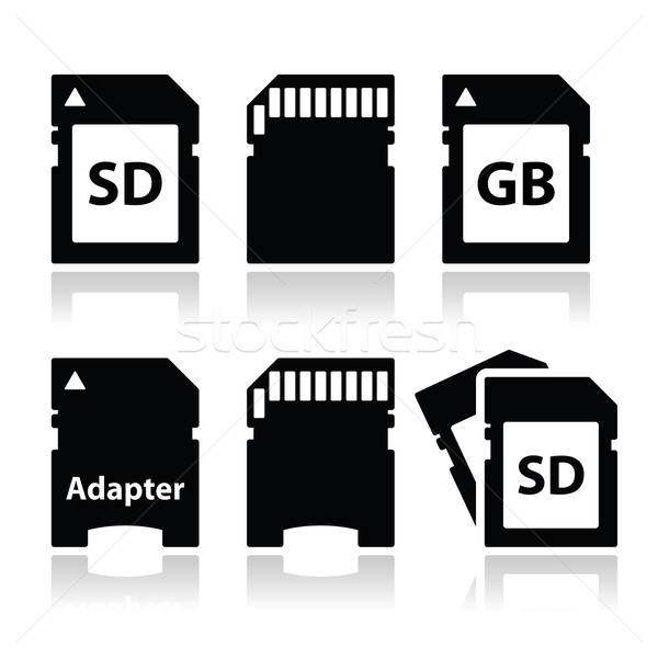 SD, memory card, adapter icons set  Stock photo © RedKoala