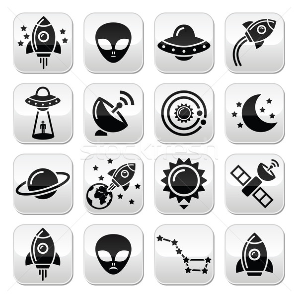 Space and UFO vector icons set Stock photo © RedKoala