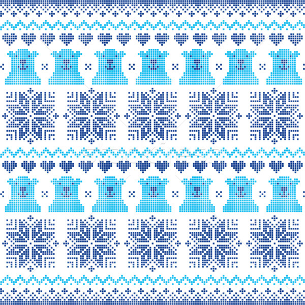 Winter, Christmas navy blue seamless pixelated pattern with polar bears Stock photo © RedKoala