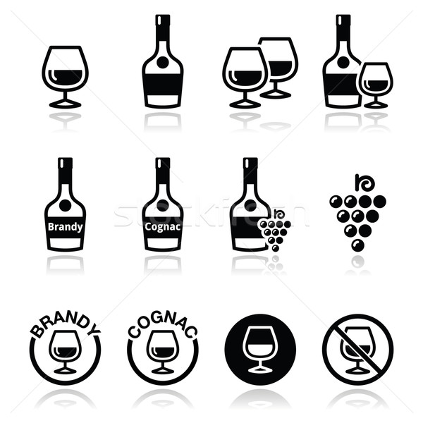 Brandy and cognac vector icons set  Stock photo © RedKoala
