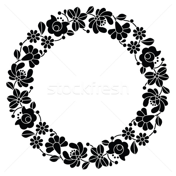 Schwarz Stickerei Kreis floral Muster Stock foto © RedKoala