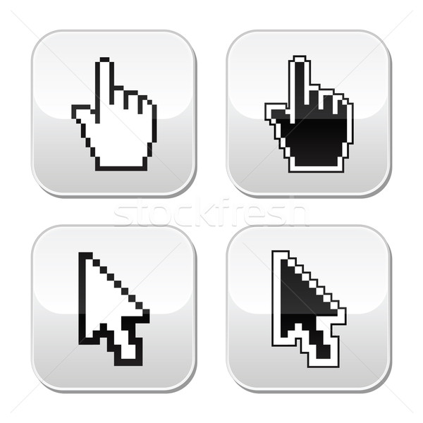 Pixel cursors buttons- hand and arrow icons Stock photo © RedKoala