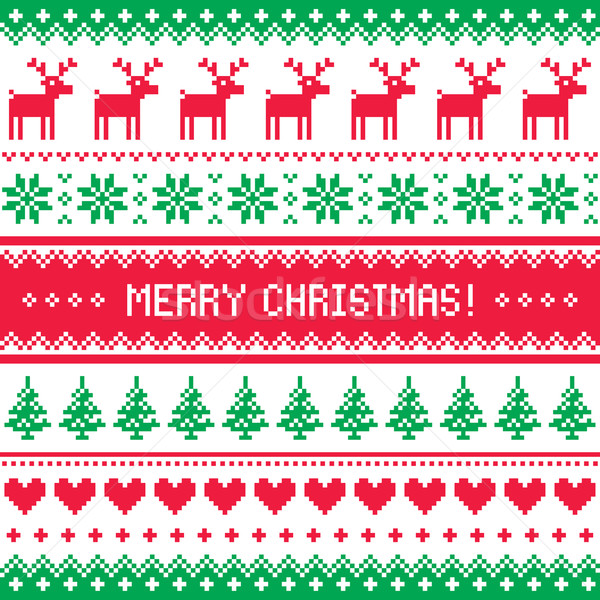 Merry Christmas pattern with deer - scandynavian sweater style Stock photo © RedKoala