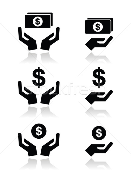 Handen dollar bankbiljet munt vector Stockfoto © RedKoala