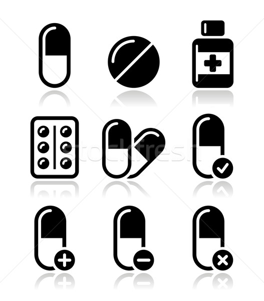 Pills, medication  vector icons set  Stock photo © RedKoala