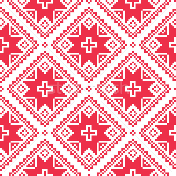  Seamless Ukrainian, Slavic folk art red embroidery pattern  Stock photo © RedKoala