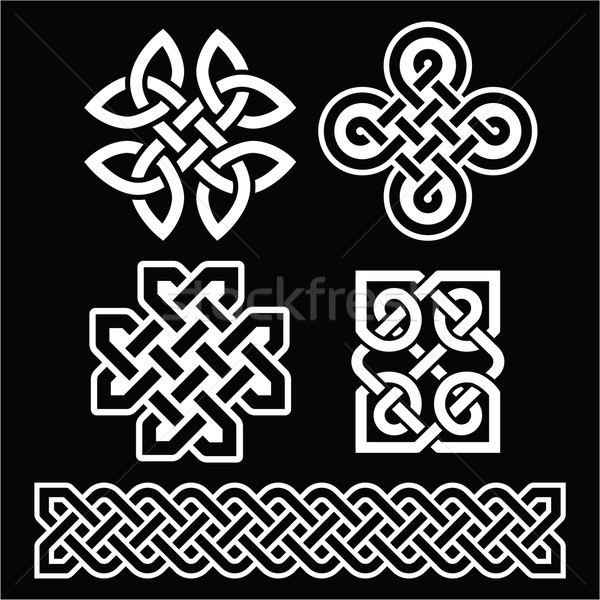 Celtic Irish patterns and braids on black  Stock photo © RedKoala