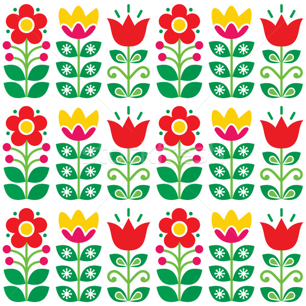 Swedish floral retro pattern - traditional folk art design  Stock photo © RedKoala