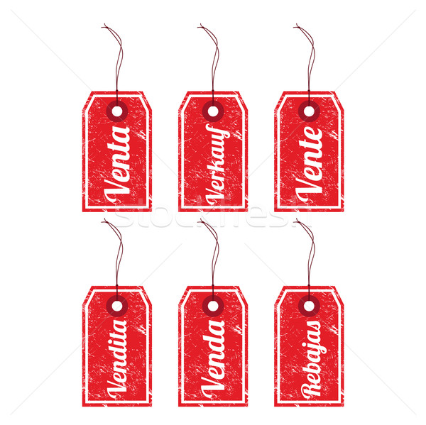 Sale retro price tags in different languages Stock photo © RedKoala