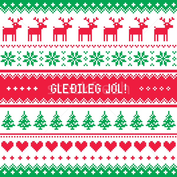 Gledileg Jol - Merry Christmas in Icelandic pattern, greetings card  Stock photo © RedKoala