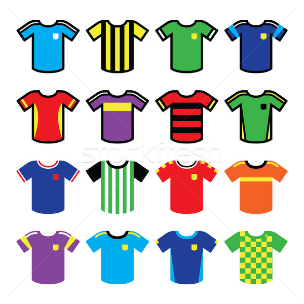 Football or soccer jerseys colorful icons set  Stock photo © RedKoala