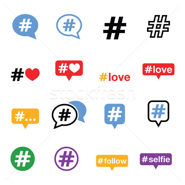 Hashtag, social media icons set  Stock photo © RedKoala