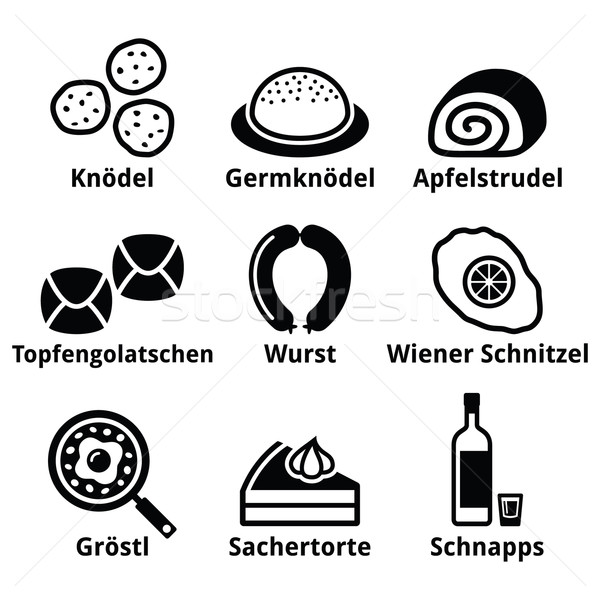 Austrian food - traditional meals an drink icons set  Stock photo © RedKoala