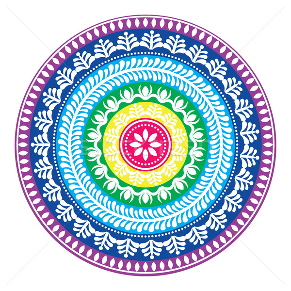 Folk round pattern, hippie colorful mandala, boho style ornament
 Stock photo © RedKoala