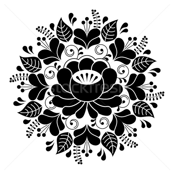 Russian inspired folk art pattern - black and white composition Stock photo © RedKoala