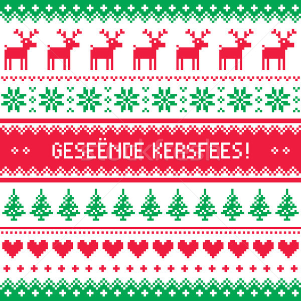 Geseende Kersfees - Merry Christmas in Afrikaans greetings card, seamless pattern  Stock photo © RedKoala