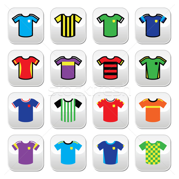 Football or soccer jerseys colorful buttons set  Stock photo © RedKoala