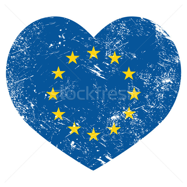 EU, I love European Union heart retro flag Stock photo © RedKoala